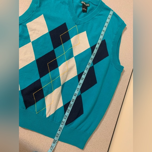 Pro Tour Knit V-Neck Vest Sweater Aqua/Teal & Blue color Men’s - Picture 7 of 8